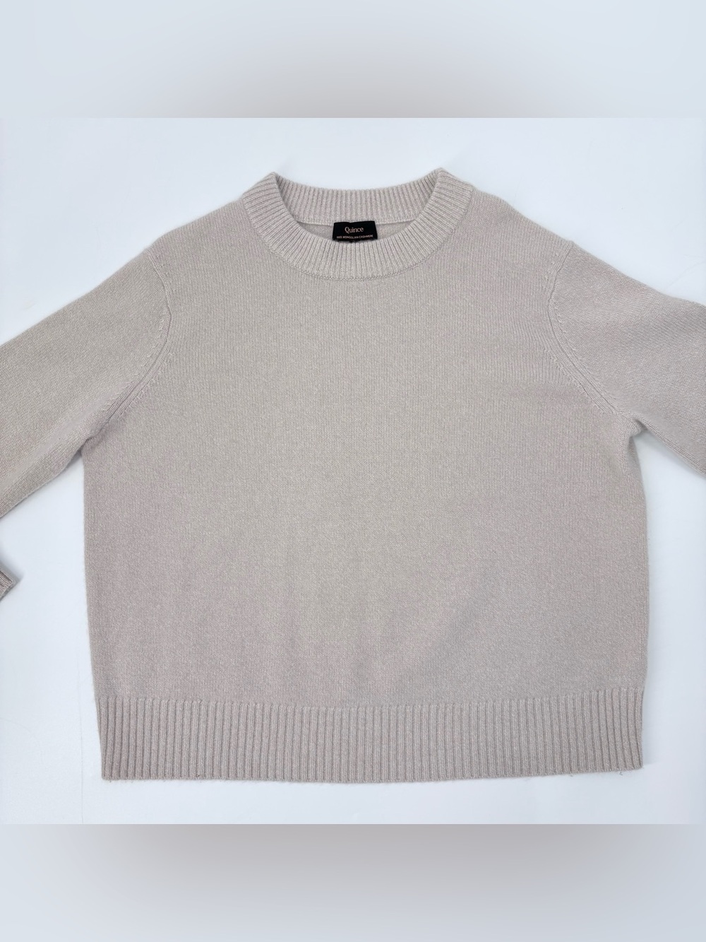 Quince Heather Cloud Beige Mongolian Cashmere Oversized Crewneck Sweater - Picture 7 of 12